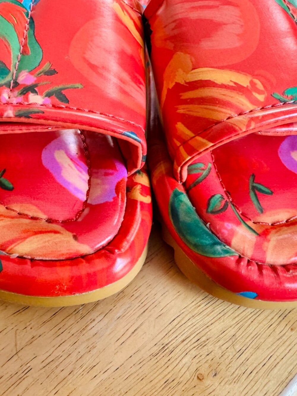 Adidas X FARM Rio Pink Fruits Puffy Slide Sandals Red Floral Women's Size 9 - Picture 5 of 7